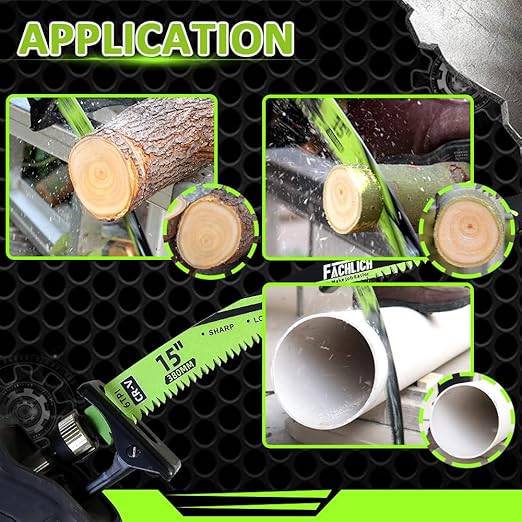 15" Japanese Teeth Reciprocating Saw Blades Wood Pruning - FACHLICH 4pcs Curved Edge 6TPI for Tree Trimming, Wood/PVC Pipe Cutting, Cr-V Sabre Blades Better Wear Resistance