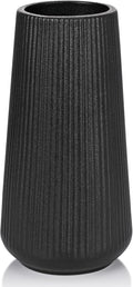 Matte Black Ceramic Vase, GUKJOB Small Cute Flower Vase for Pampas Grass, Home, Living Room, Dining Table, Farmhouse, Office Decor, Bedroom, Table, and Kitchen Shelf (Matte Black)