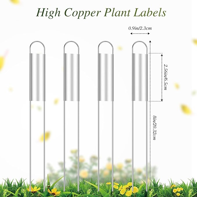 LEIFIDE 61 Pieces Zinc Plant Tags Kit, 30 Pcs 10 Inch Rectangle Metal Plant Labels, 30 Rainproof Pet Films, 1 Marker Pen, Reusable Garden Waterproof Markers Tags(U Shape)