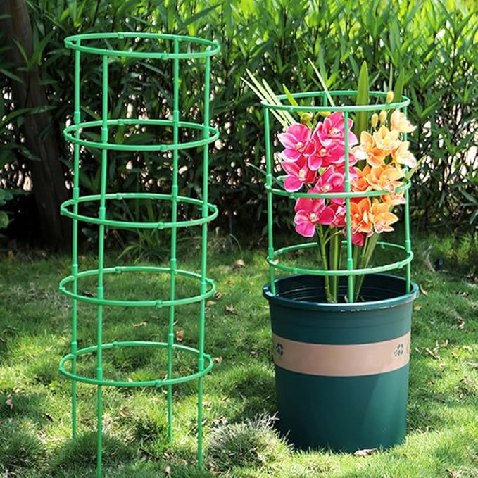 Plant Support Cage, Adjustable Height Garden Stakes for Tomato, Peony, Hydrangea, Snake Plant, Upgraded Thickened Half-Round Plant Supports for Indoor Outdoor Climbing Vegetables & Flowers (2)