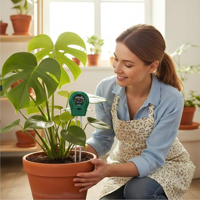 3-in-1 Soil Moisture Meter with Light & pH Sensor, Plant Soil Tester Kit for Indoor/Outdoor Garden Use