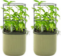 Vego garden Mini Planter Indoor Pots with Trellis Self-Watering Herb Countertop Planter for Climbing Vegetables Flowers Mint Plants Cage 2 Pack - Sage Green