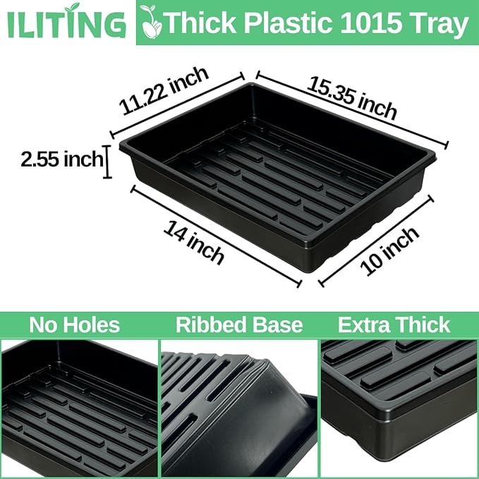 Heavy-Duty Extra Thick Seed Starting Trays 10 Pack, Reusable Microgreens Growing & Germination Trays, Durable Fodder Flats for Plants & Seedlings, No Leakage, No Holes, 15 x 11 x 2.5 Inches