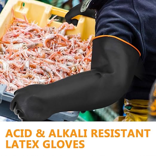 Chemical Resistant Gloves, 22" Waterproof Long Rubber Chemical Lab Gloves for Cleaning Car, Kitchen Dishwashing, Gardening, Acid Alkali Oil Protection, Industry, 3 Pairs, XXL