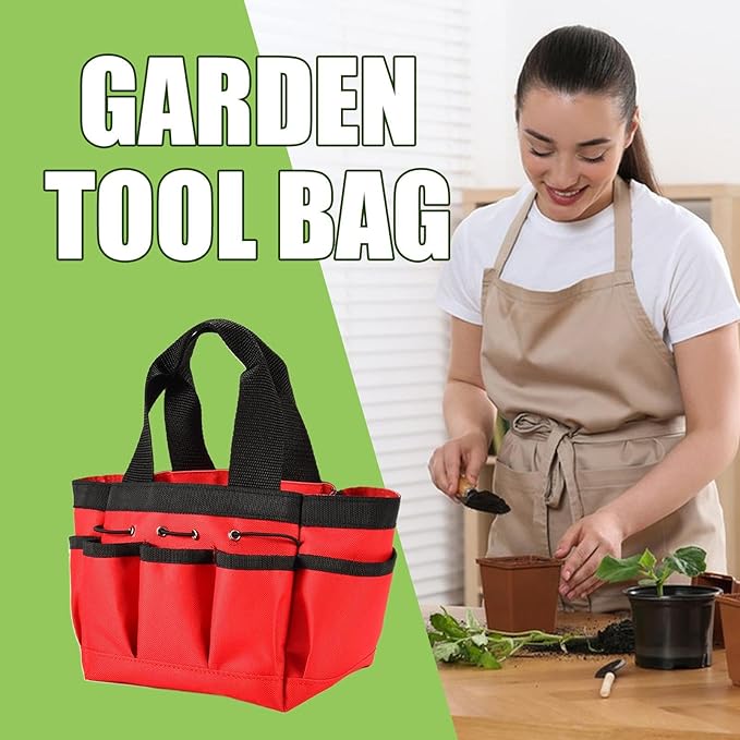 Garden Tool Storage Tote - Reinforced Carry Bag, Multiple Compartment Organizer, Tear-Resistant Material, Easy-to-Clean Outdoor Accessory Holder | Lawn Equipment Container Used for Yard Work, Garden
