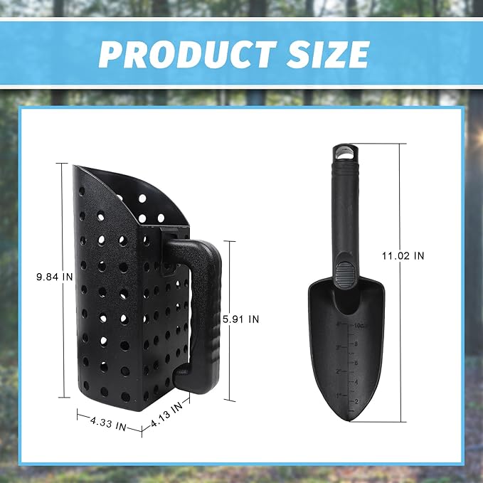 Sand Scoop for Metal Detecting, Metal Detector Tools Heavy Duty Digging Shovel and Sand Sifter for Beach Shelling
