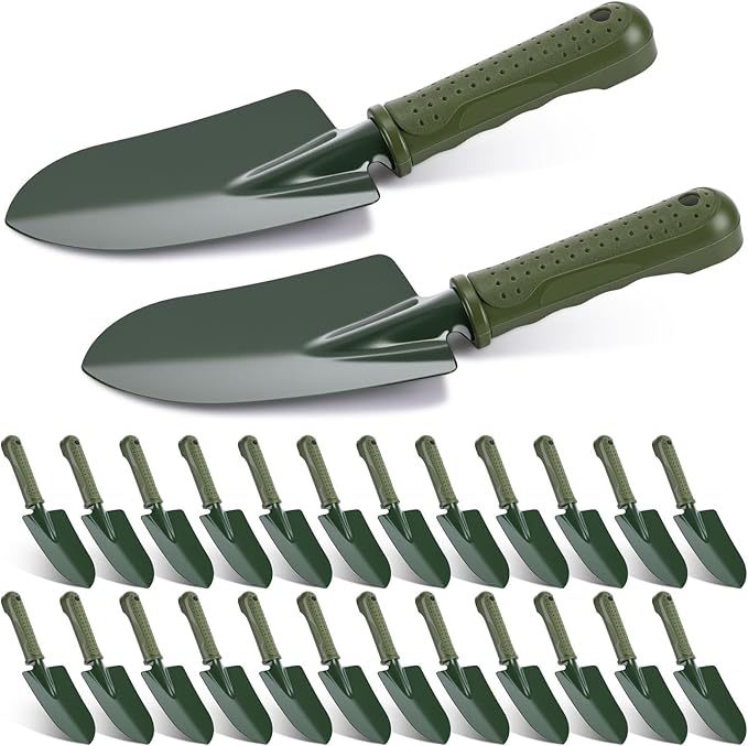 Yaocom 24 Pcs Garden Shovel Trowel Gardening Hand Tools Small Hand Shovels for Digging Metal Trowel Spade with Plastic Handle Anti Slippery for Lawn Yard Home Farm Planting