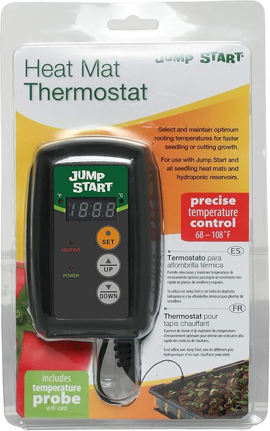 Jump Start MTPRTC Hydroponic Seedling Heat Mat Digital Thermostat Controller for Hydrofarm Heat Mats Used in Gardens, Terrariums, and Brewing, 2 Pack