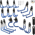 Garage Hook Heavy Duty Wall Storage Hangers, 16 Pack Garage Storage Hooks Steel Tool Organizer Blue for Ladders, Ropes, Garden Tools