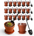 20 Pcs Nursery Pots with Humidity Dome, Cupcake Plant Nursery Pots with Bring A Plate and Shovel, Planting Cups for Seeds for Indoor Gardening and Plant Propagation