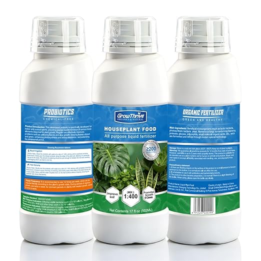 Organic Microbial Plant Fertilizer Liquid, 17oz (502ml) – Probiotic Nutrient for Indoor & Outdoor Green Plants, Monstera, Pothos, ZZ Plant & Potted Plants