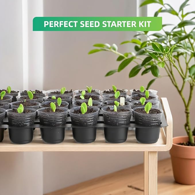 RooTrimmer 5-Pack 32 Cell Seedling Trays & 160 Pack 2" Soft Clear Nursery Pots -Thickened Durable Plant Starter Kit for Seed Germination (5 Sets)
