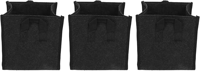 Fafeicy Plant Container 3Pcs Plant Growing Bag with Handles Black Square Felt Vegetable Fruit Flower Grow Container Garden Supplies ((5 gallons) 23.5 * 23.5 * 25)