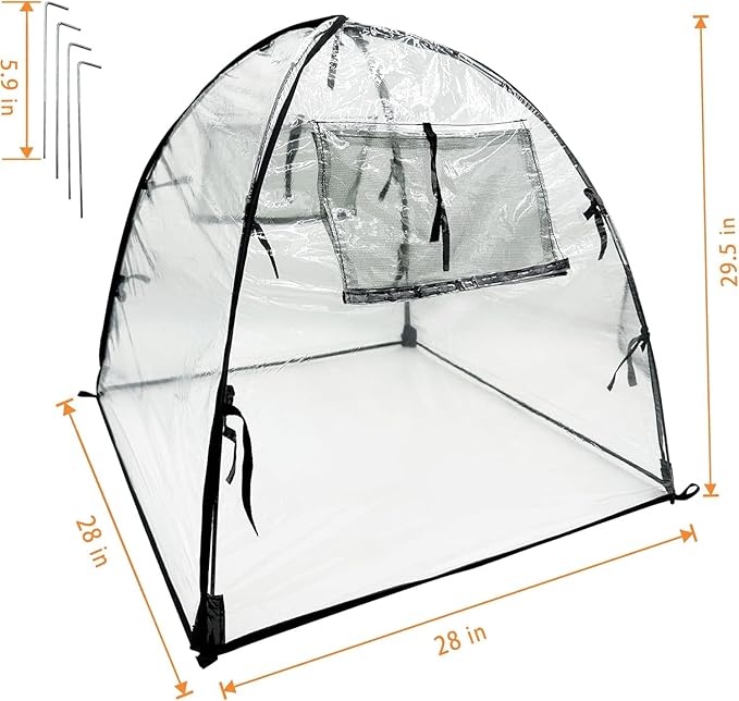 Plant Tent Freeze Protection, Winter Plant Cover Freeze Protection 28" x 28" x 31"Clear Outdoor Garden Frost Cover, Transparent Waterproof Freeze Tent for Outdoors Potted Plants, 1 Pack