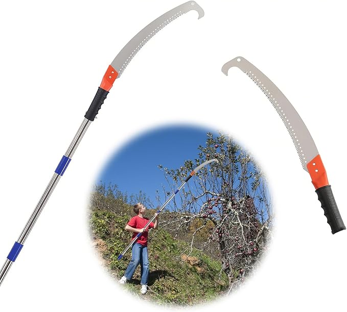13FT Pole Saws for Tree Trimming with Sharp Pruning Blade | Comfort Grip & 28mm Stainless Steel Tree Trimmer Pole for Yard Garden and Patios High Branches Cutting