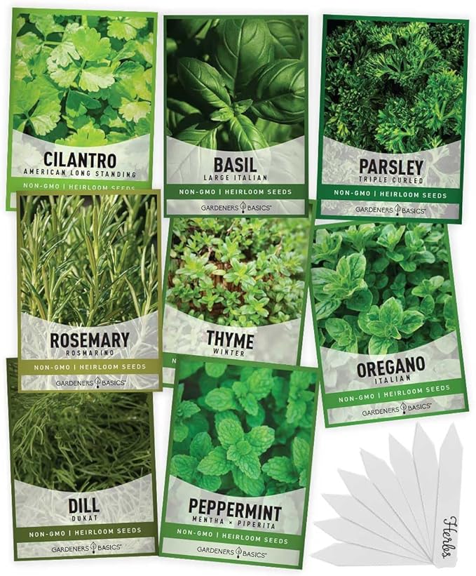 Gardeners Basics Hydroponic Herb Pods Grow Kit Compatible with Aerogarden & Lettuce Grow - 8 Varieties of Fresh Culinary Herbs Indoors and Outdoors Seeds, Aquaponic & Hydroponic Herb Seed Pod Kit