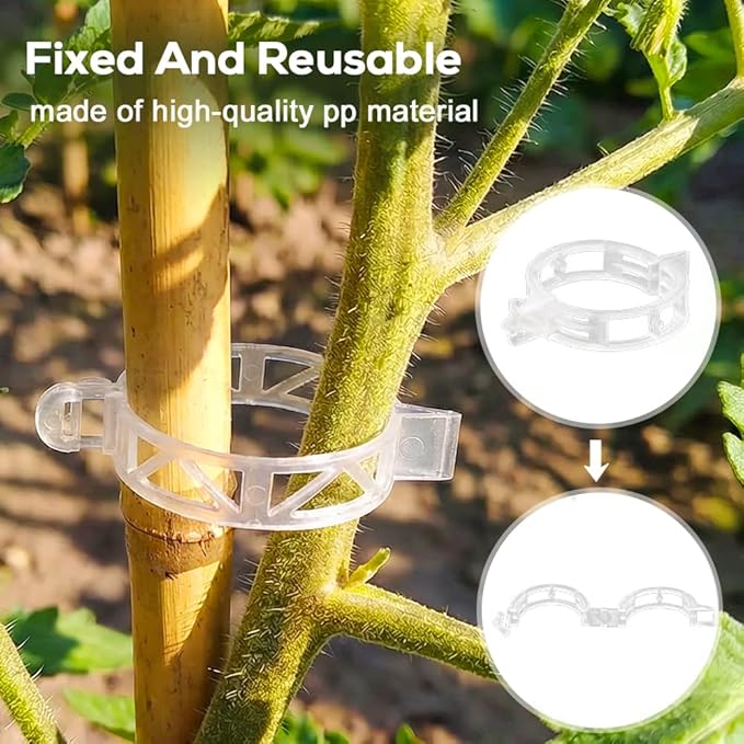 300Pcs Tomato Clips, 2026 New Plant Clips for Climbing Plants, Plant Support Clips, Grape Vine Tomato Vine Vegetables Plants Garden Support Clips to Grow Upright (100)