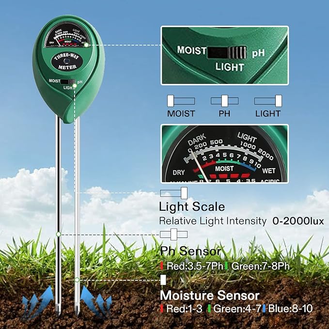 VIVOSUN 3-in-1 Soil Tester and 6.5 Inch Gardening Scissors Hand Pruner Pruning Shear with Straight Stainless Steel for Home, Garden, Lawn, Farm, Indoor and Outdoor Use