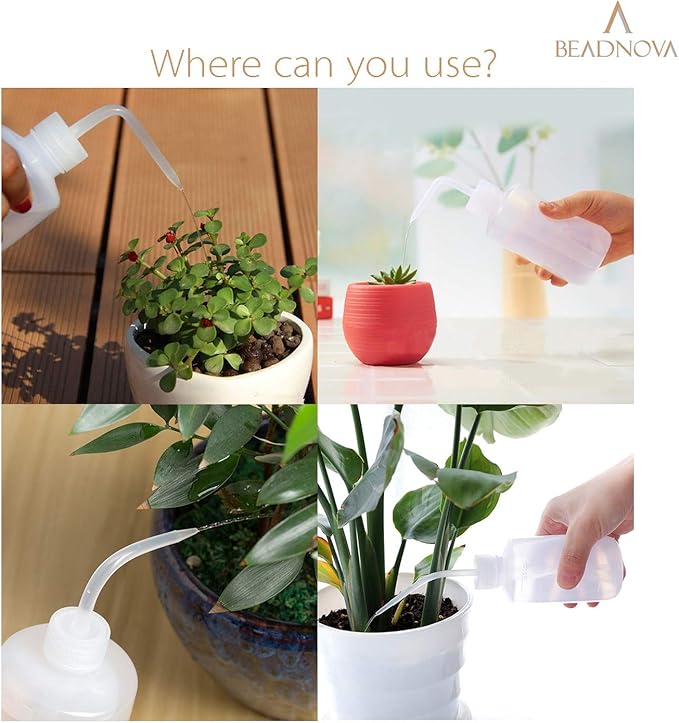BEADNOVA Squeeze Bottle Plant Watering Bottle 250ml 8oz Small Wash Squeeze Plastic Small Watering Can for Indoor Plants Succulent Can (3pcs)