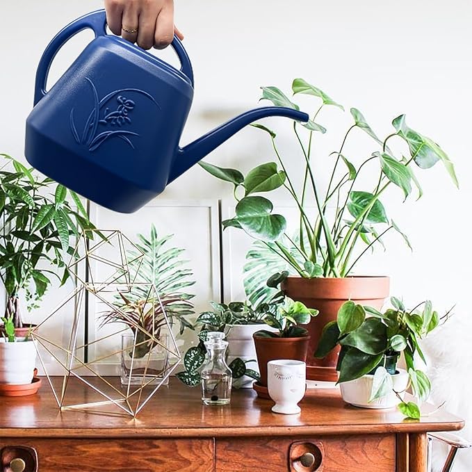 Hand Watering Can - with Long Spout - 1 Gallon - Blue
