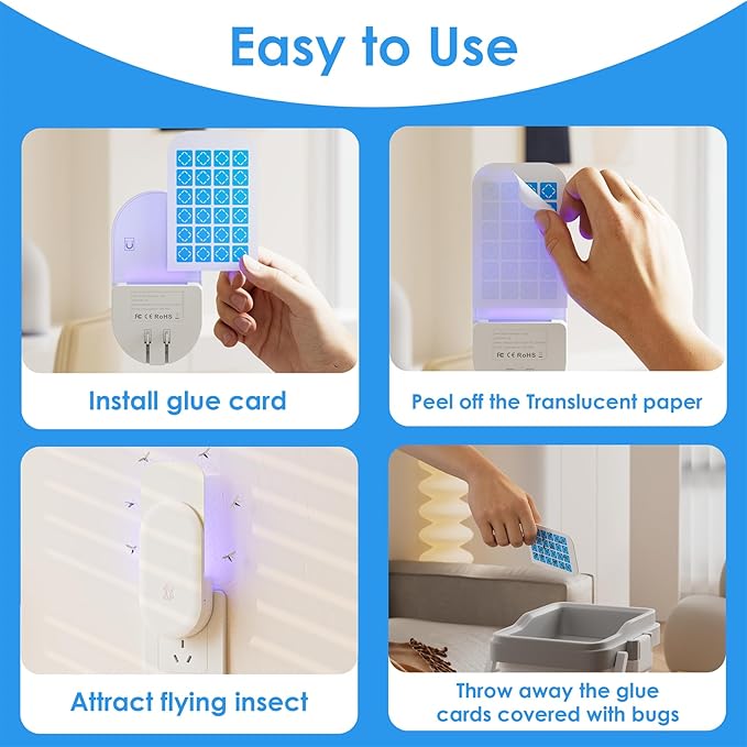 6 Pack Magnetism Glue Cards TIENBE Indoor Plug-in Fly Trap Refill Pack for TIENBE Indoor Fly Trap