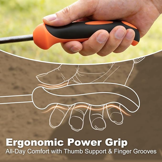Hand Weeder Puller Tool, Heavy-Duty Stainless Steel Root Removal Tool with Ergonomic Non-Slip Handle, Manual Dandelion Remover for Garden Lawn Yard, Handheld Weeding Tool for Deep Roots, red