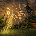 Outdoor Solar Dog Garden Decorative,Solar Watering Can with Light, Featuring Metal Dog Statue Silhouette Stake, Day Gift for Women, for Outside Landscapes,Lawn, Path Decoration