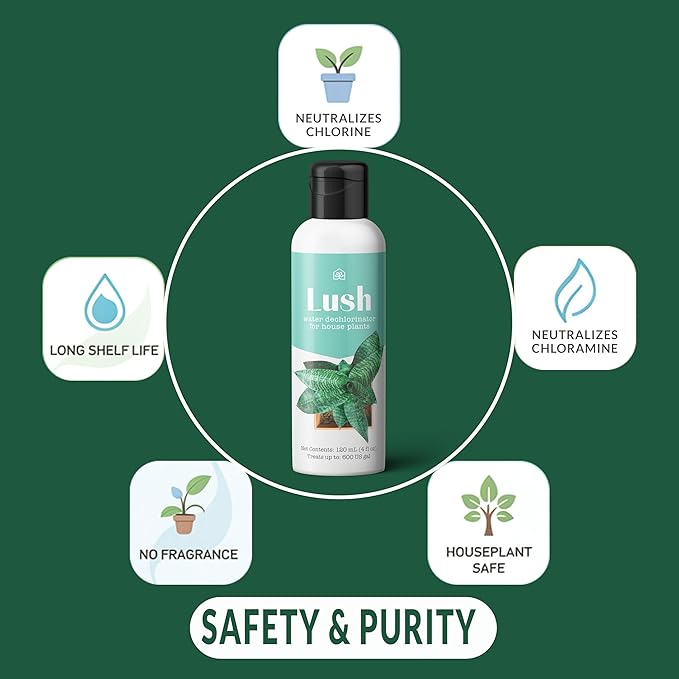 Lush Houseplant Dechlorinator – Ultra-Concentrated Water Conditioner for Healthier Plants 120ml (4oz) | Treats 600 Gallons