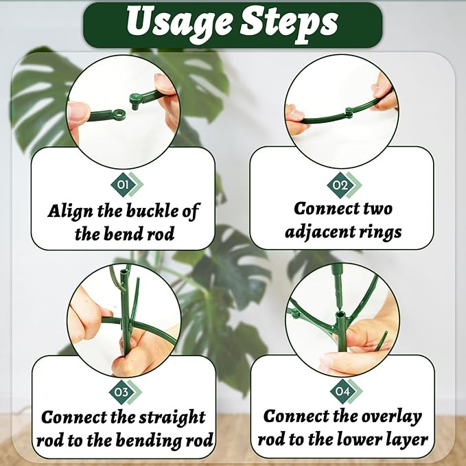 Stackable Plant Support Stakes,The Growing Frame for Indoor Plants, 40 Pcs Extendable 12-60 Inch Trellis for Monstera, Pothos, and Philodendron