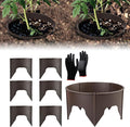 40Pcs Planting Grow Rings,7.8-11.8 Inch Interlocking Plant Barrier, Modular Garden Edging for Vegetables, Brown Adjustable Plant Support Circles for Moisture Retention & Weed Control