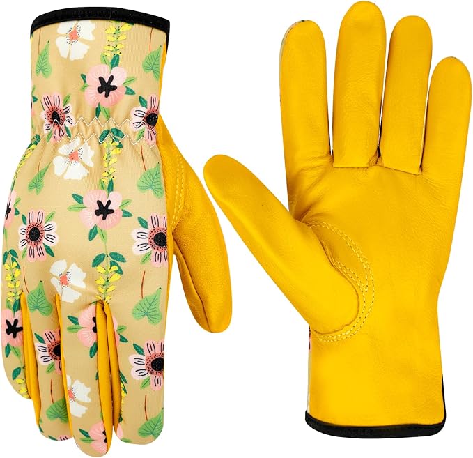Gardening Gloves for Women Thorn Proof Tough Leather Garden Gloves Yard Work Gloves for Weeding Digging Planting