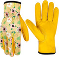 Gardening Gloves for Women Thorn Proof Tough Leather Garden Gloves Yard Work Gloves for Weeding Digging Planting