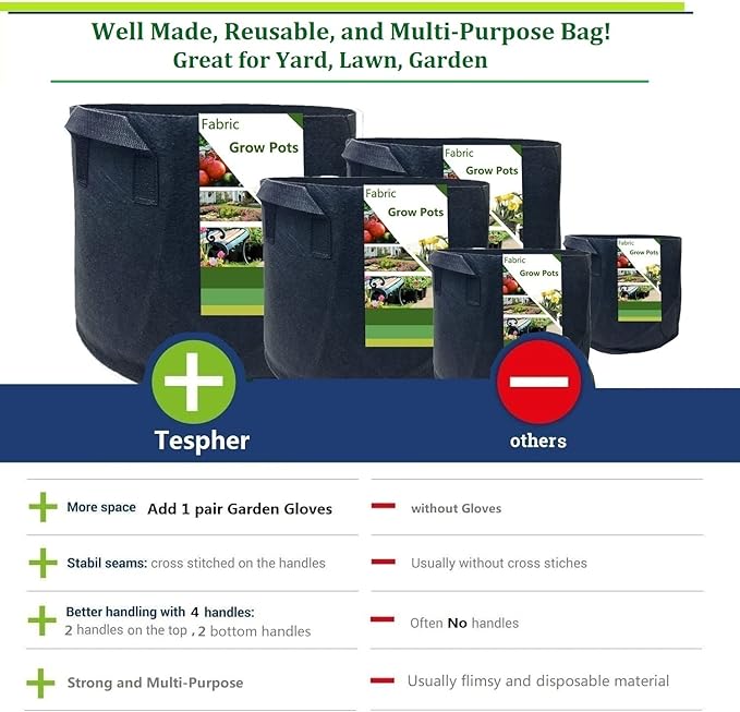 200 Gallon Big Raised Garden Bed Bag (50x24 inch) Large Plant Grow Bag for Tomato,Potato Planter,Herbs Veggies Planter,Flower Bed,Plant Container,Yard Waste,Lawn Debris,Leaf Bag with Gardening Gloves