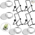 Sprouting Lids Growing Kit - 316 Stainless Steel Sprouting Lids for 86mm Wide Mouth Mason Jar with Adjustable Stands - Organic Sprouts, Broccoli, Alfalfa Mung Bean Sprout Kit (Set of 4)
