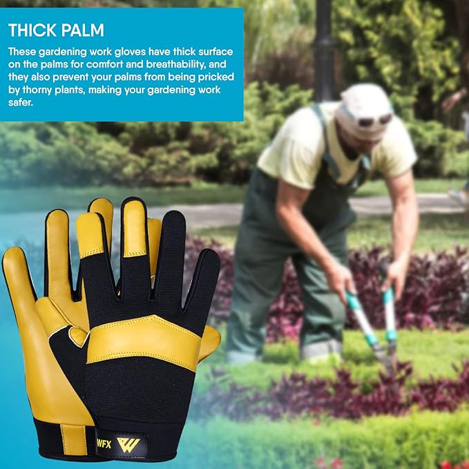 Gardening Working Gloves Garden Thorn Proof Flexible Heavy Duty Leather Mechanic Utility Dexterity Breathable