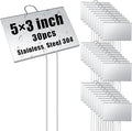 Landhoow 30 Pcs Large Garden Plant Markers Metal Plant Labels Sign 5'' x 3'' with 11'' Stake Weatherproof Waterproof Garden Sign for Outdoor Seedlings Herbs Vegetable Greenhouse, Sliver