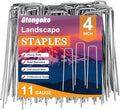 Gtongoko 50 Pack 4 Inch Galvanized Landscape Staples Garden Stakes Plant Cover Stakes 11 Gauge Tent Stakes Ground Stake for Landscaping Securing Weed Barrier Fabric, Christmas Decorations