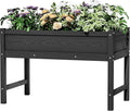 HDPE Raised Garden Bed with Legs, Outdoor All-Weather Elevated Planter Box Raised Beds for Seeds, Herb, Flower, Vegetable (Black)