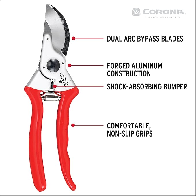 Corona Tools Bypass Pruner – Forged Steel 1″ Capacity Hand Pruning Garden Shears with Lightweight Aluminum Handles