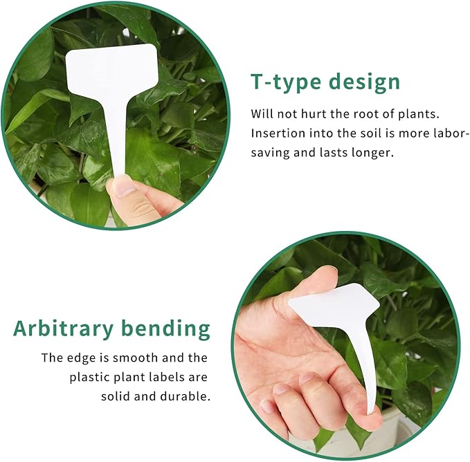 KINGLAKE 300 Pcs 6 x 10cm Plastic Plant T-Type Tags Nursery Garden Labels