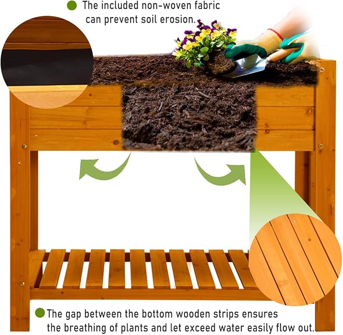 Raised Garden Bed 48"x24"x33" Large Wood Planter Box with Legs Outdoor Wooden Elevated Planters Raised Beds for Vegetable Flower Herb, Standing Gardening Box for Backyard, Patio, Deck