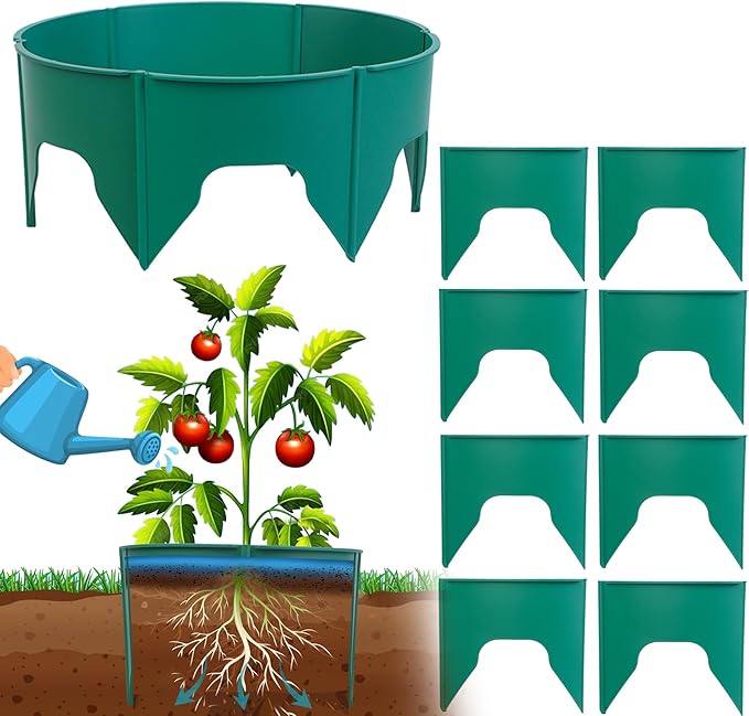 24Pcs Planting Grow Rings, Interlocking Plant Ring Garden Rings for Plant Support and Soil Moisture Retention, Planting Rings Plant Circle Ring for Deep Watering Veggies Herbs and Flowers