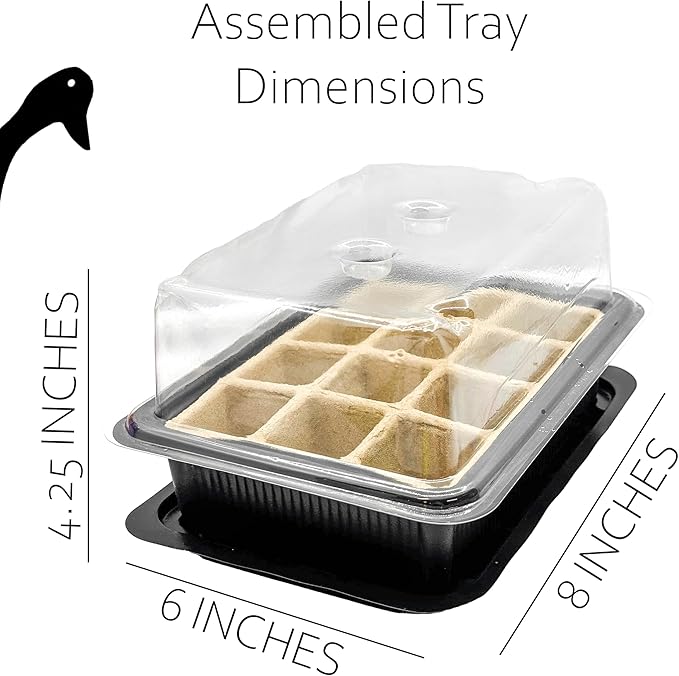 Seed Starter Trays, 12-Cell Kit with Humidity Dome, Reusable Plant Trays, 8 x 6 inches (5)