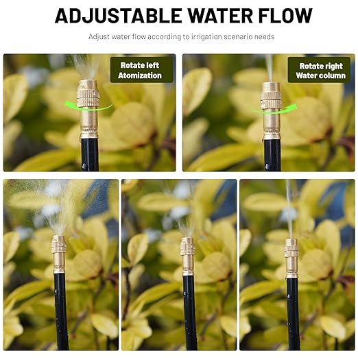 360° Adjustable Drip Irrigation System - 40FT Garden Watering System with 13 Nozzles, Garden Irrigation System, Greenhouse Accessories, Atomizing System for Yard, Lawn, Plants, 5/16 inch Tubing