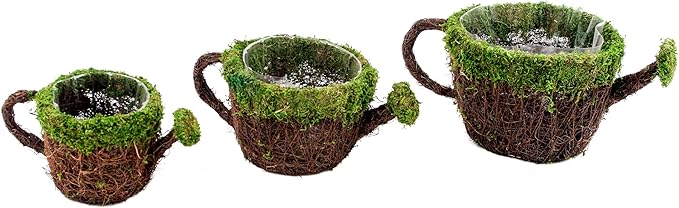 SuperMoss (55260 Deco Watering Can Planter Basket for Plants Home and Garden Decor Perfect Indoor and Outdoor Solutions for Plant Enthusiasts with Liner Medium 7"