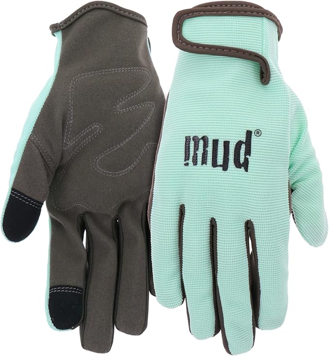 Women's Synthetic Leather Palm Garden Gloves, Touchscreen Capable, Abrasion Resistant, Hook and Loop Closure