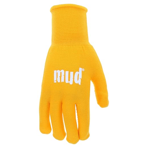 Mud - Women's Everyday Mud, Mini-Dot Palm, 2 PK, Nylon Knit, Lightweight Garden Gloves, Saffron & Mint Colored, Medium/Large (MD35001M-WML2P)