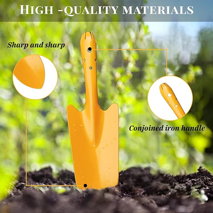 Garden Trowel for Digging and Planting, Mini Colorful Metal Hand Shovel, Small Trowel Set Garden Tools for Flower Soil Planting Digging Transplanting Ideal Gardening Gift for Kids