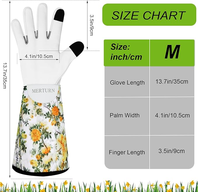 Leather Long Gardening Gloves for Women Thorn Proof Garden Gloves Yard Working Gloves