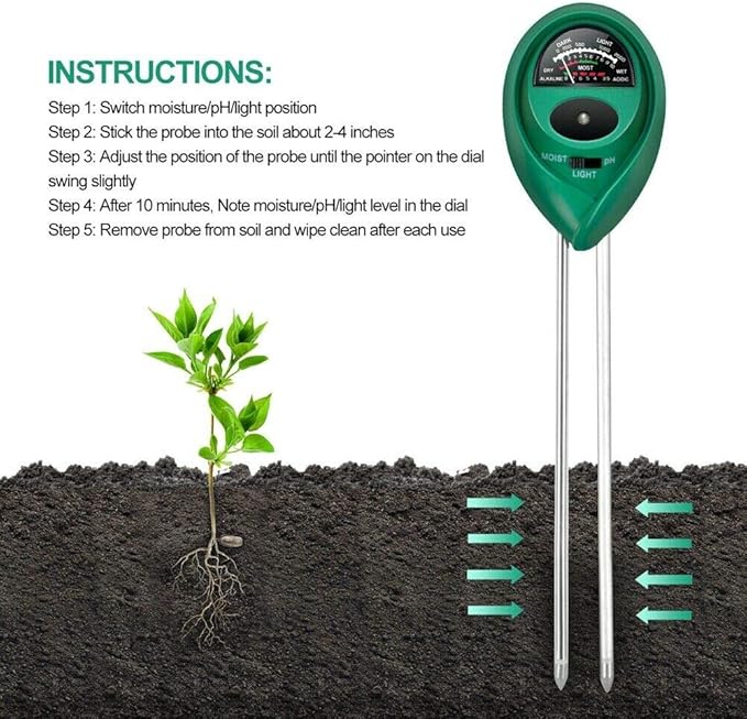 3 in1 Soil Tester Water PH Moisture Light Test Meter Kit For Garden Plant Flower